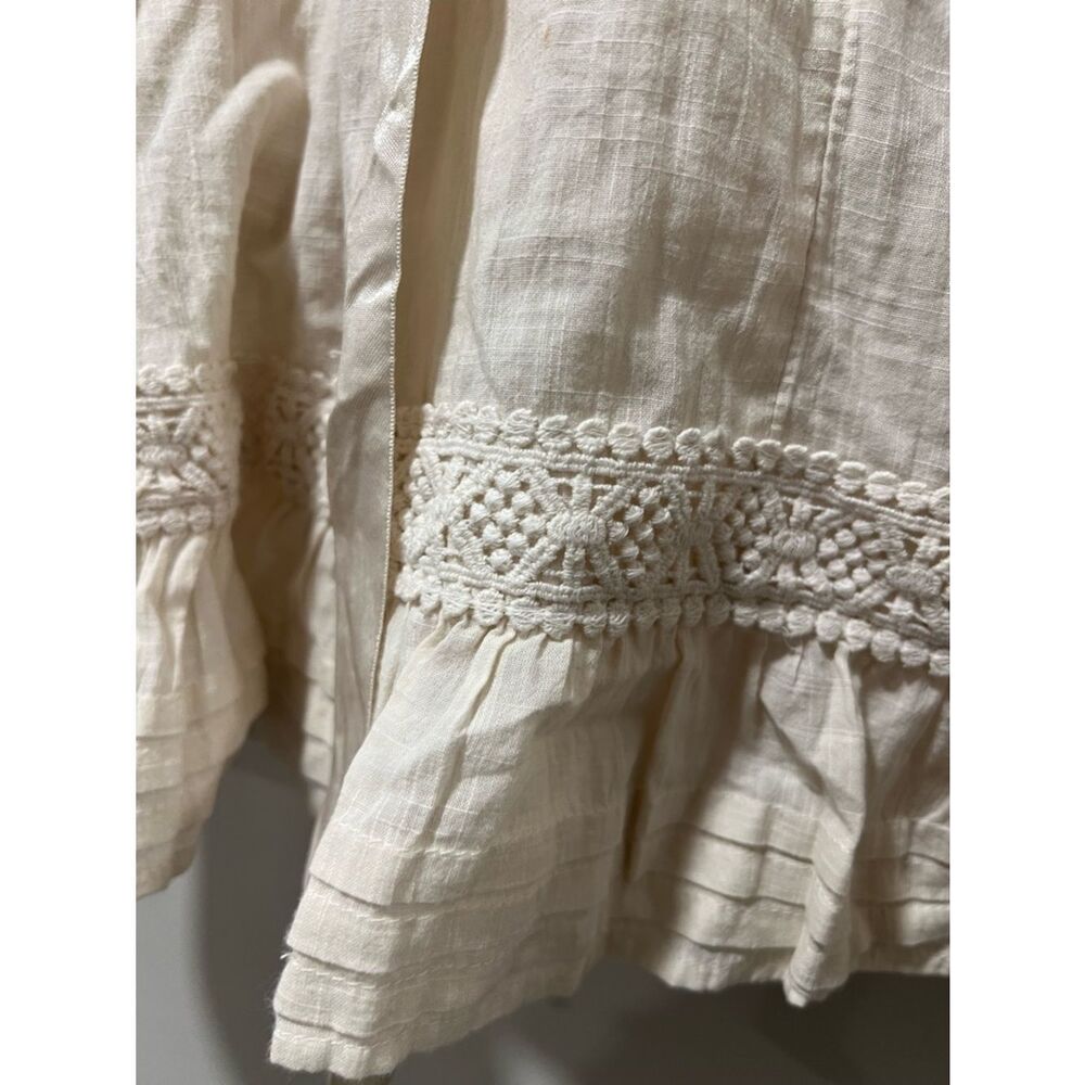 Free People Cream Long Sleeve Lace-Trim Dress - Picture 11 of 13